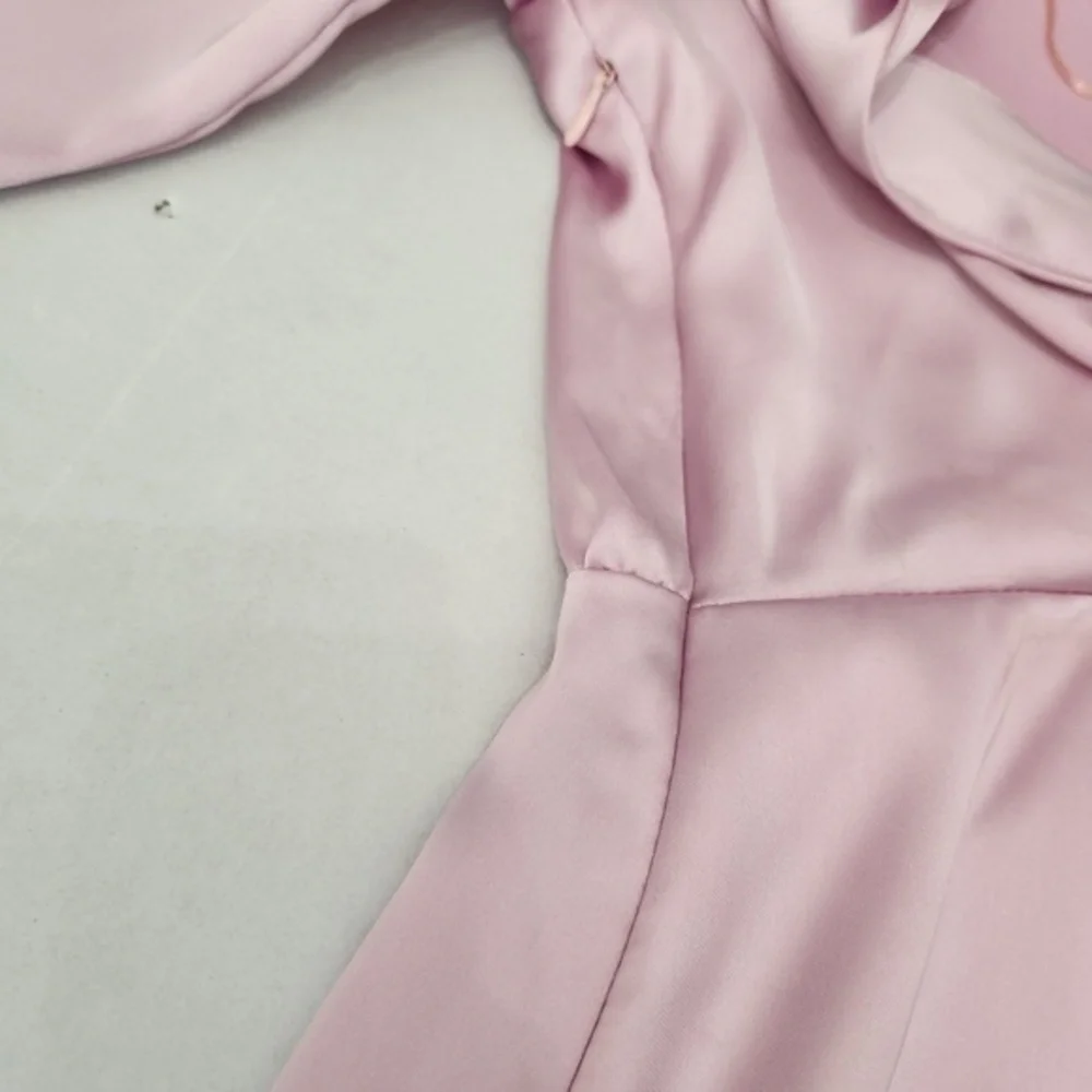 Zara Dress Womens Size Small Light Pink‎ Shirt Satin Collared Wrap Elegant Dress - Picture 3 of 14